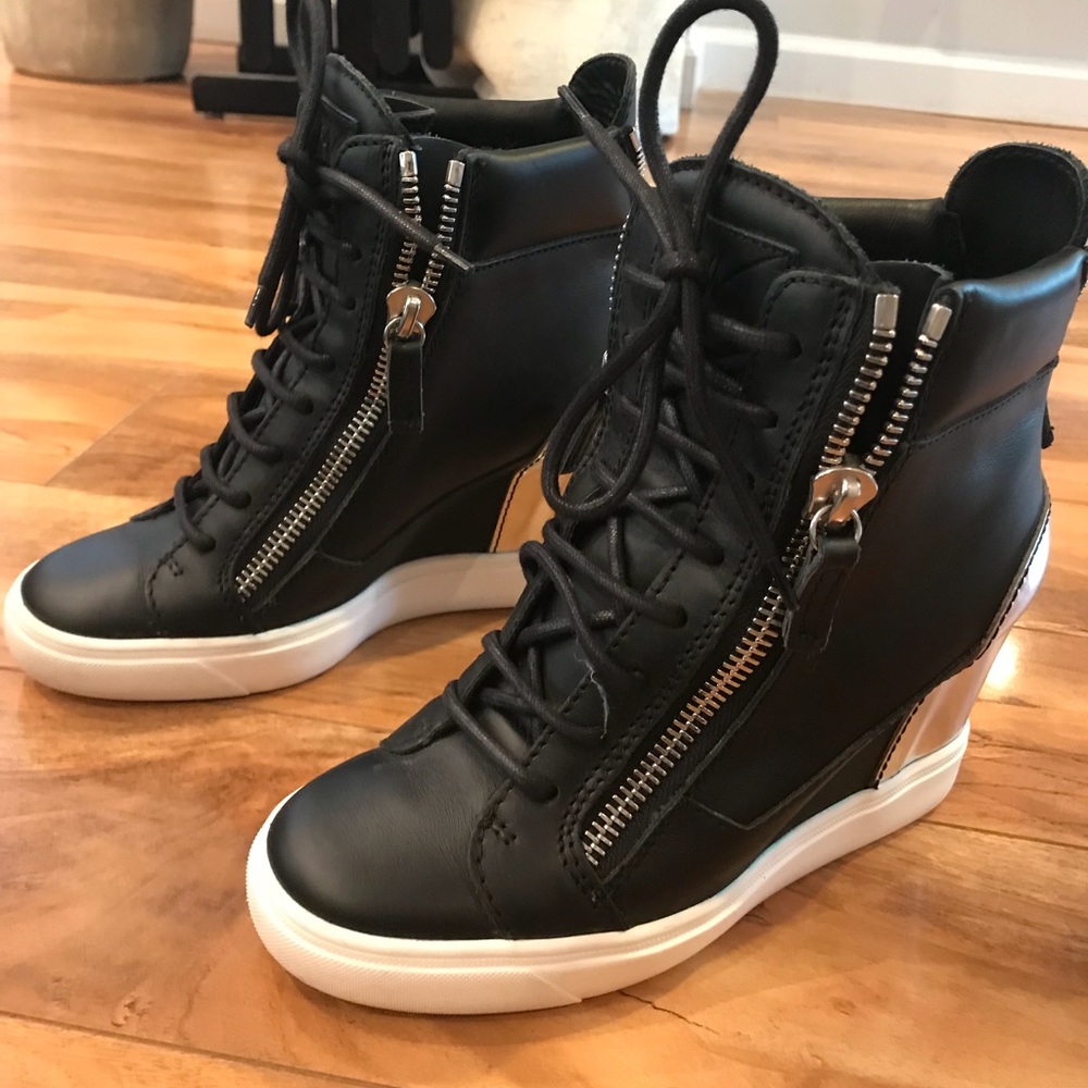 Giuseppe Zanotti Leather&Metallic Wedge Sneaker